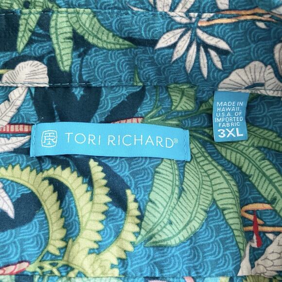 Tori Richard HI USA 3XL Machine 100% cotton Cranes Trees Plants Green 100% cott - Picture 3 of 7